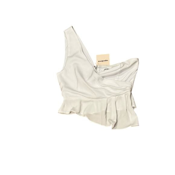 NWT Revolve Superdown Small White Karlie One Shoulder top crop ruffled Clubwear - Picture 2 of 11